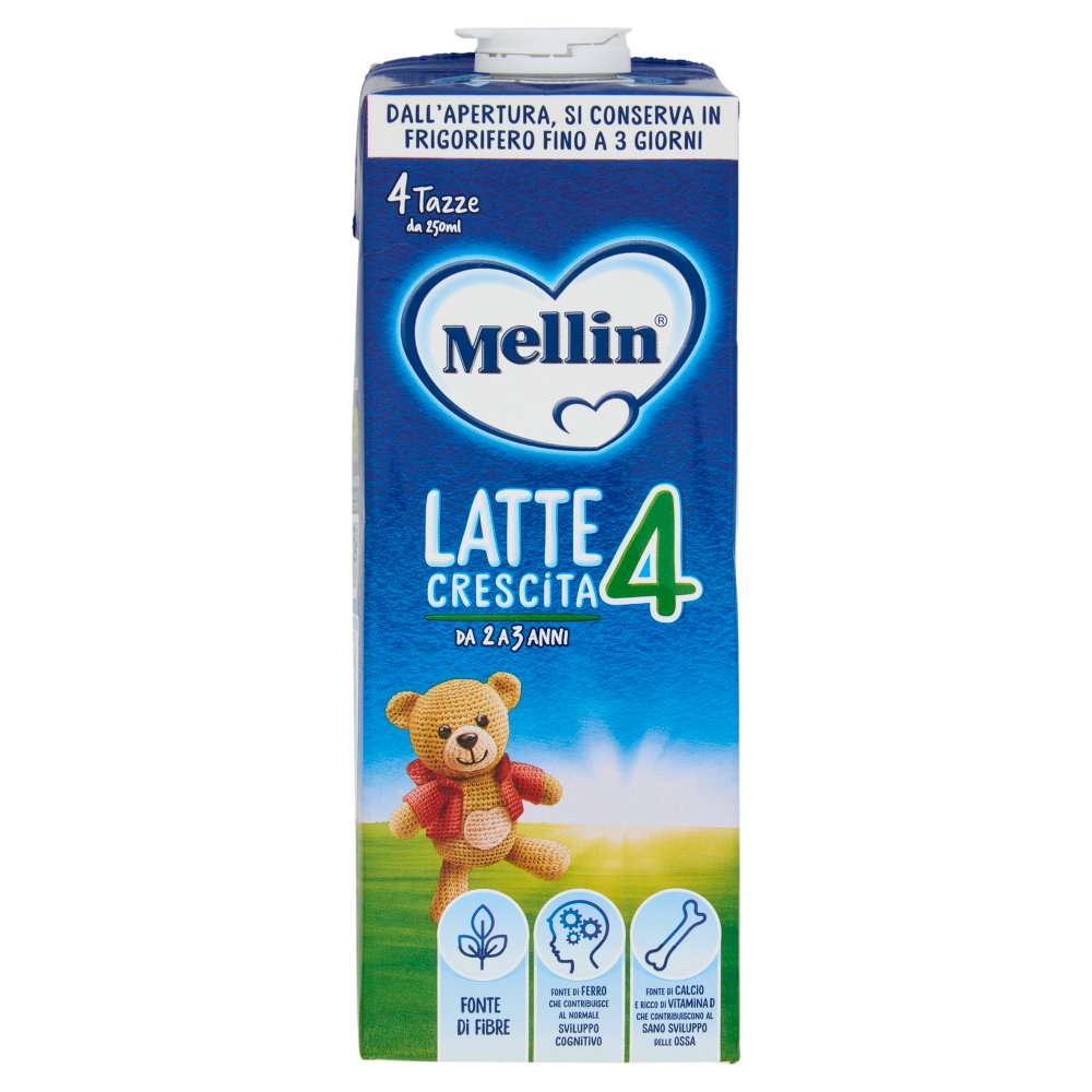 MELLIN 4 - Latte di Crescita Liquido, dal 24° mese compiuto al 36°, Fonte di Ferro, 1L