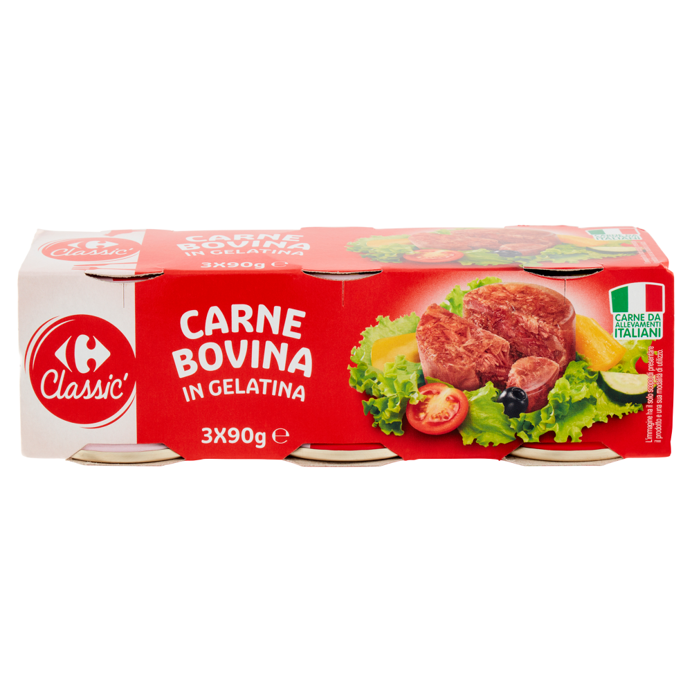 Carrefour Classic Carne Bovina in Gelatina 3 x 90 g