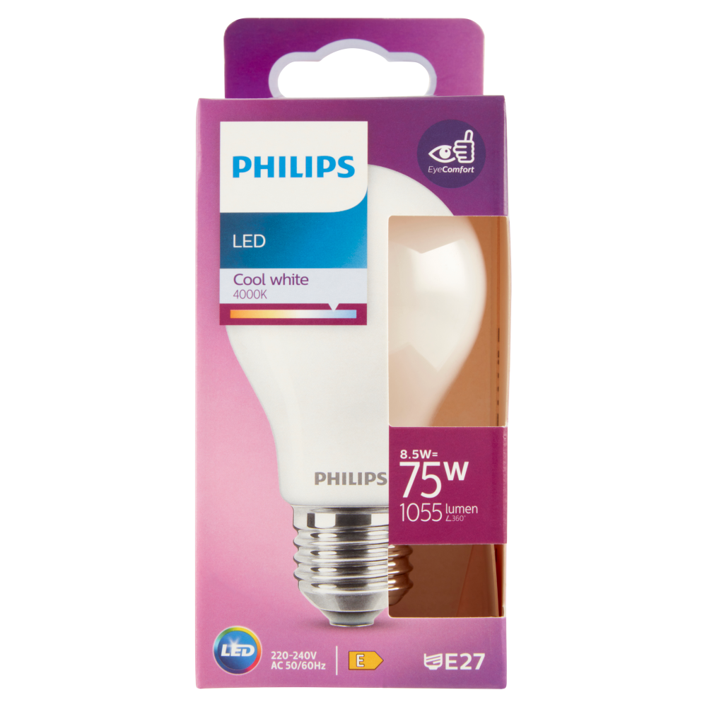 Philips Led goccia vetro 75W E27 4000K non dim