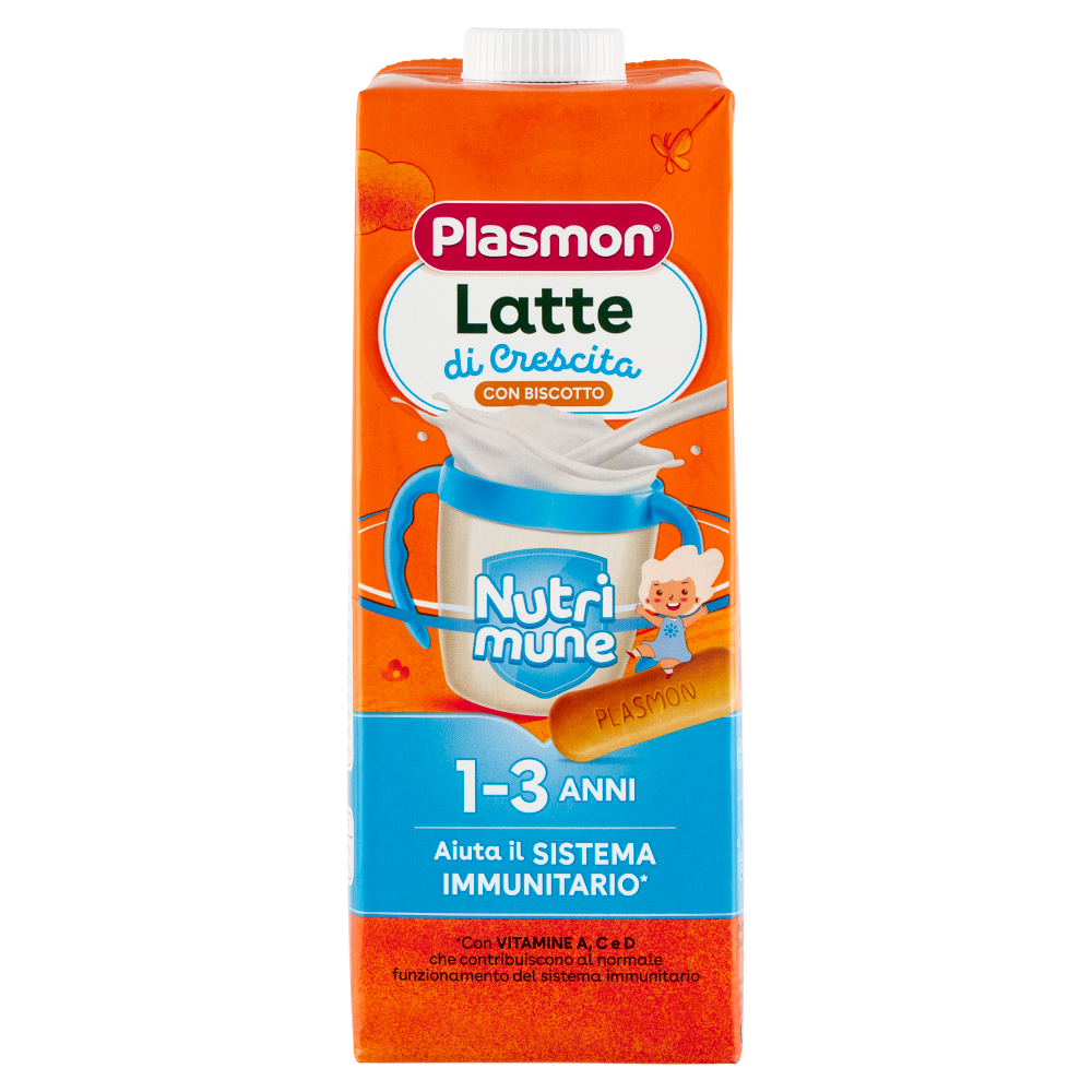 Plasmon Latte di Crescita con Biscotto Nutri mune 1-3 Anni 1 L