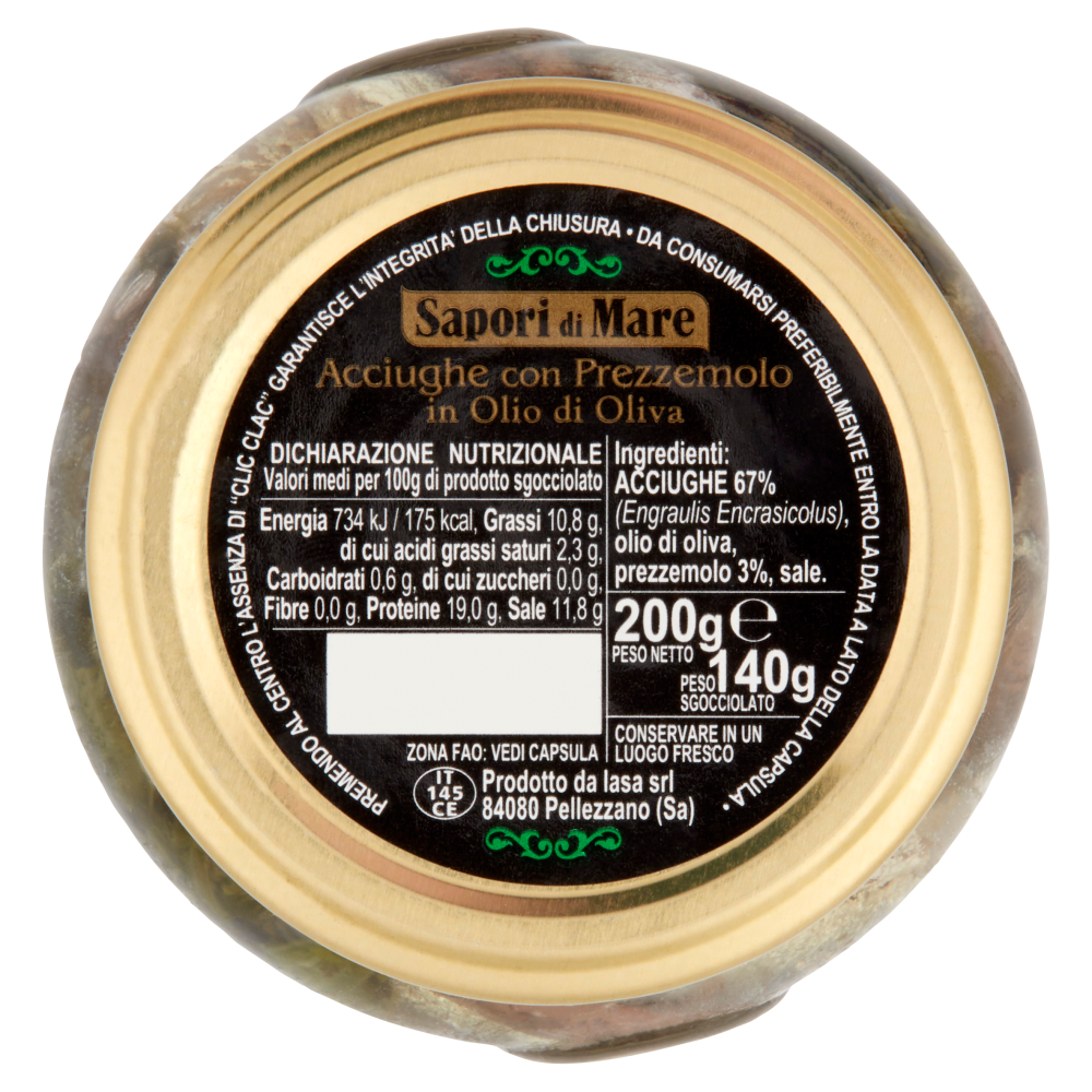 Sapori di Mare Acciughe con Prezzemolo in Olio di Oliva 200 g