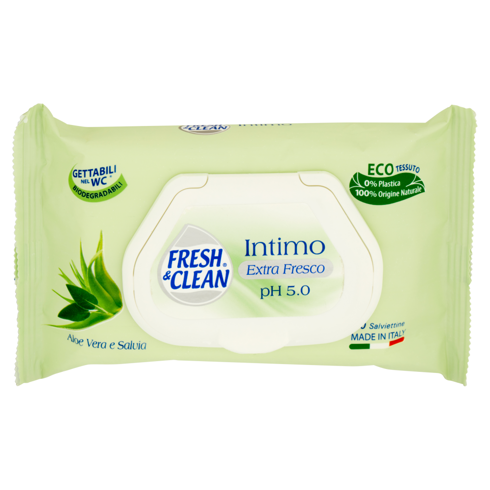Fresh & Clean Intimo Extra Fresco pH 5.0 Salviettine Aloe Vera e Salvia 20 pz