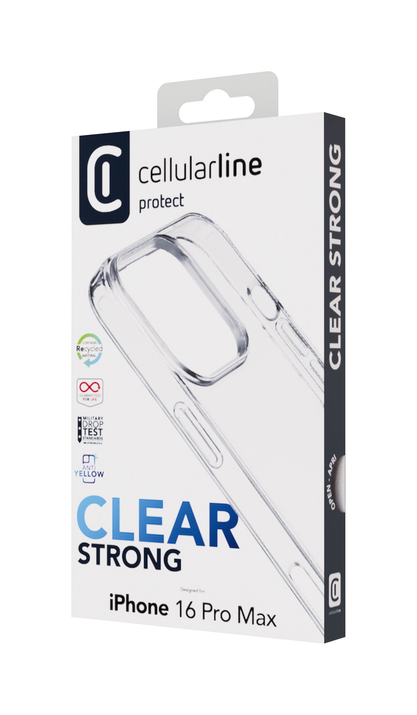 Cellularline Clear Strong - iPhone 16 Pro Max Custodia rigida con bordi in gomma