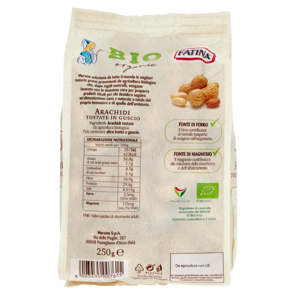 Fatina Bio organic Arachidi Tostate in Guscio 250 g