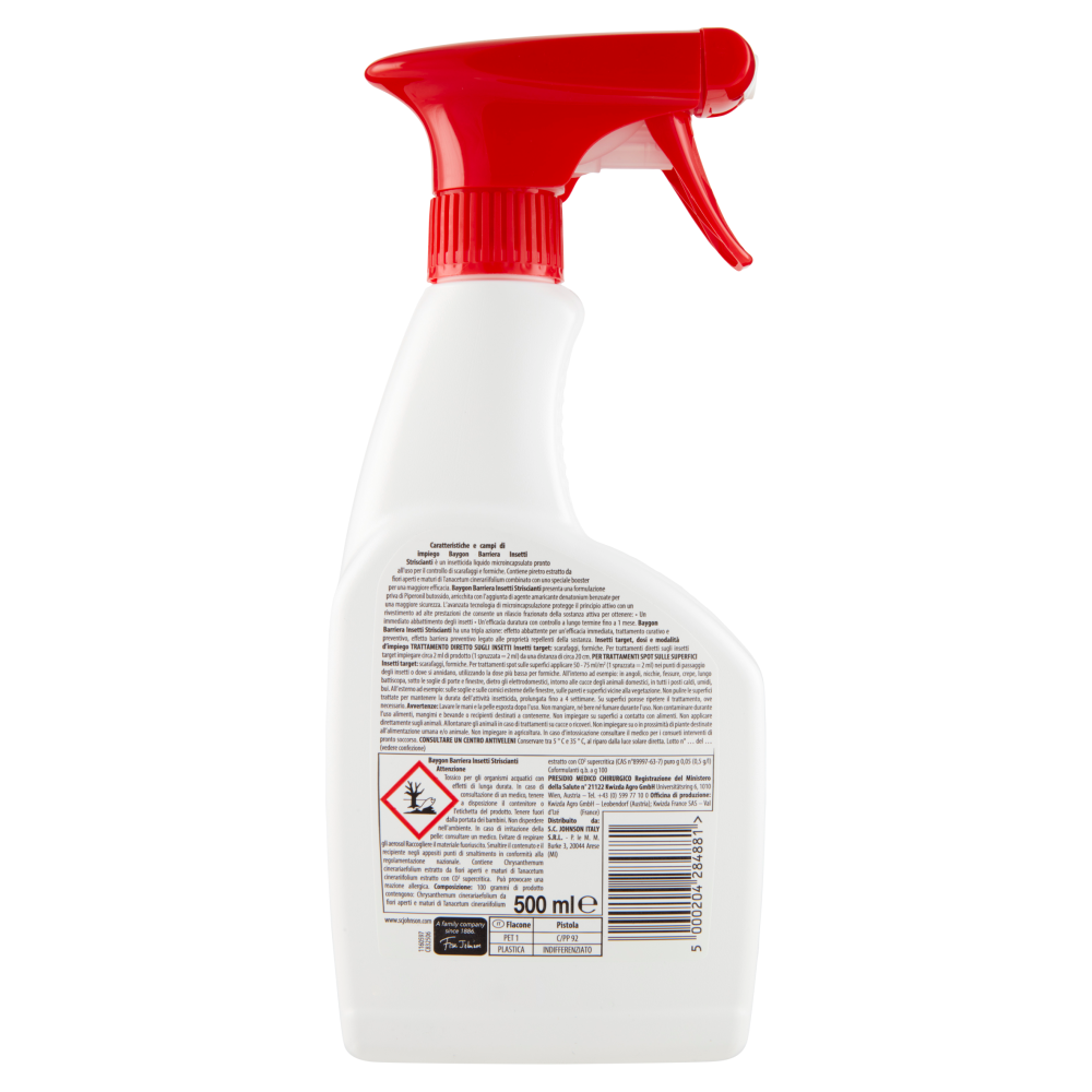 Baygon Scarafaggi e Formiche Trigger Insetticida, Barriera fino a 1 mese, 1 Trigger da 500 ml