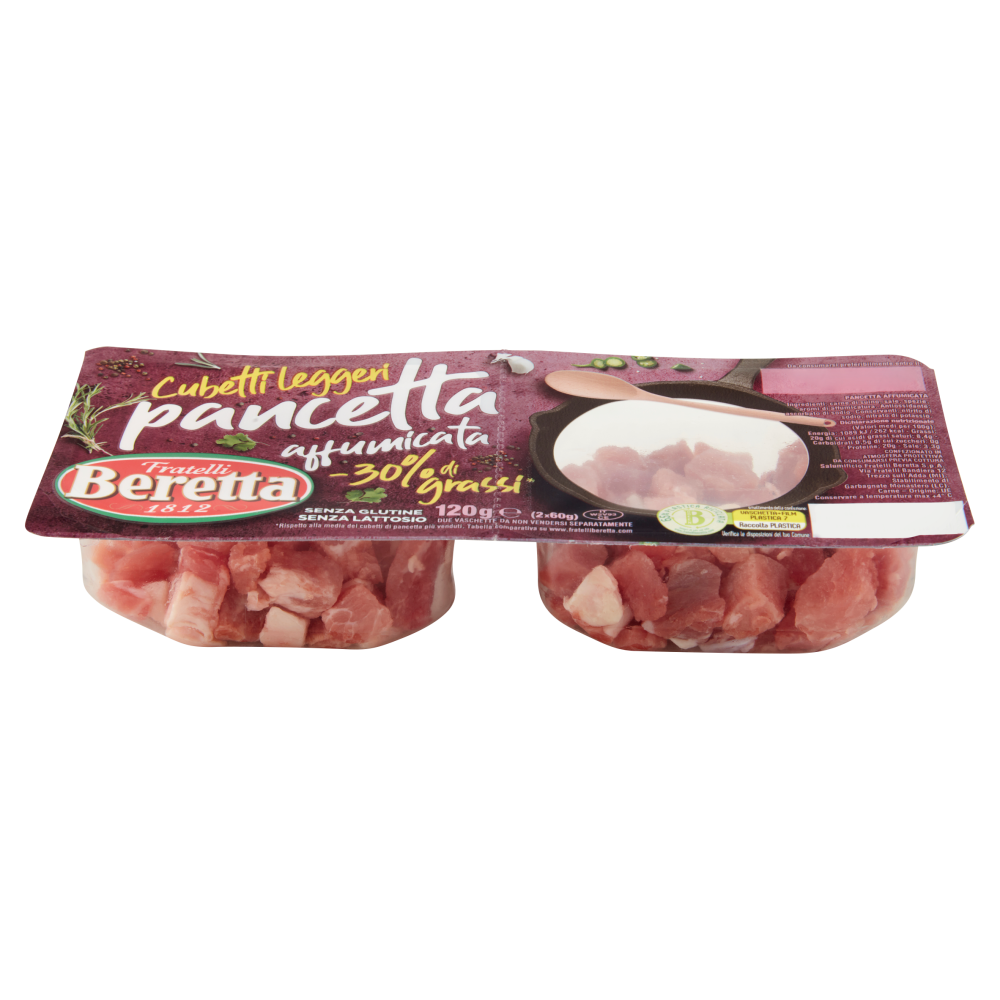 Fratelli Beretta Cubetti leggeri pancetta affumicata -30% di grassi* 2 x 60 g