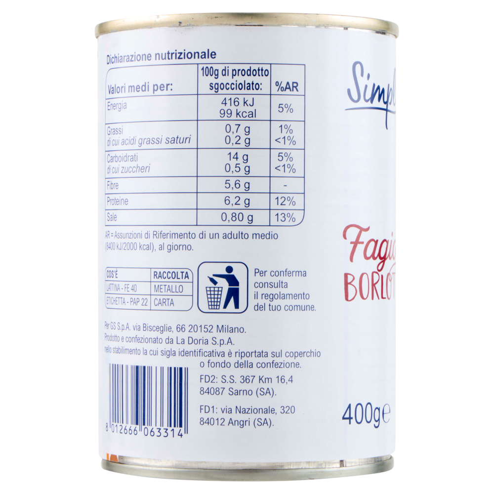 Simpl Fagioli Borlotti 400 g
