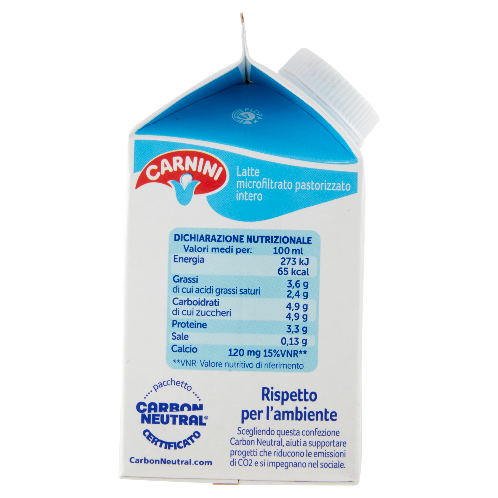 Carnini Latte Intero Lombardo Microfiltrato Pastorizzato 500 ml
