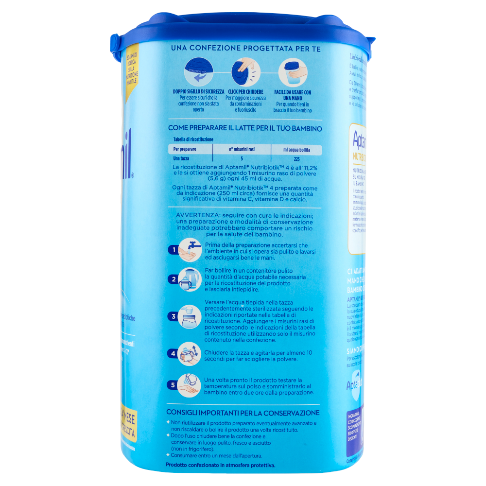 APTAMIL 4 - Latte di crescita dai 24 mesi, Polvere, Supporta il Sistema Immunit con le Vit C&D, 830g