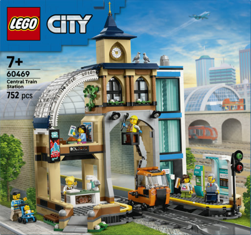LEGO City 60469 Stazione Centrale con Veicolo Giocattolo, Ascensore, Biglietteria e 2 Piattaforme per Bambini e Bambine da 7+