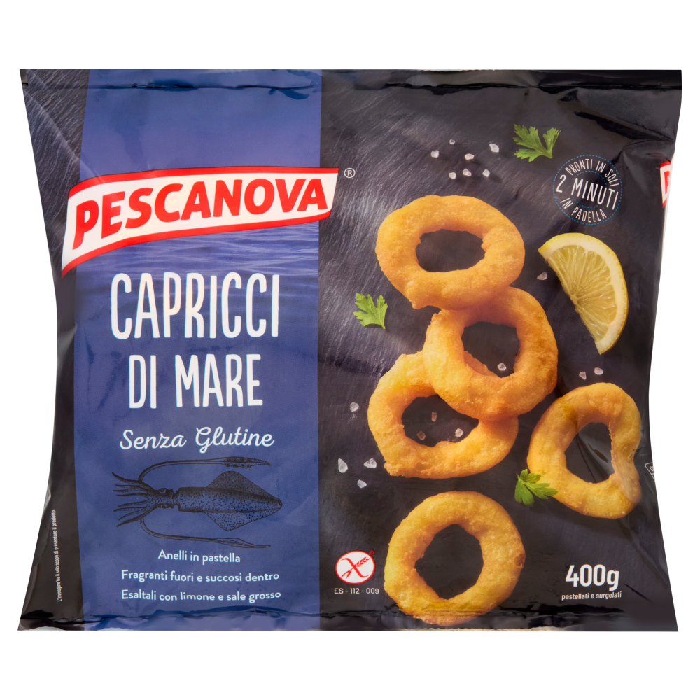 Pescanova Capricci di Mare Senza Glutine Anelli in pastella pastellati e surgelati 400 g