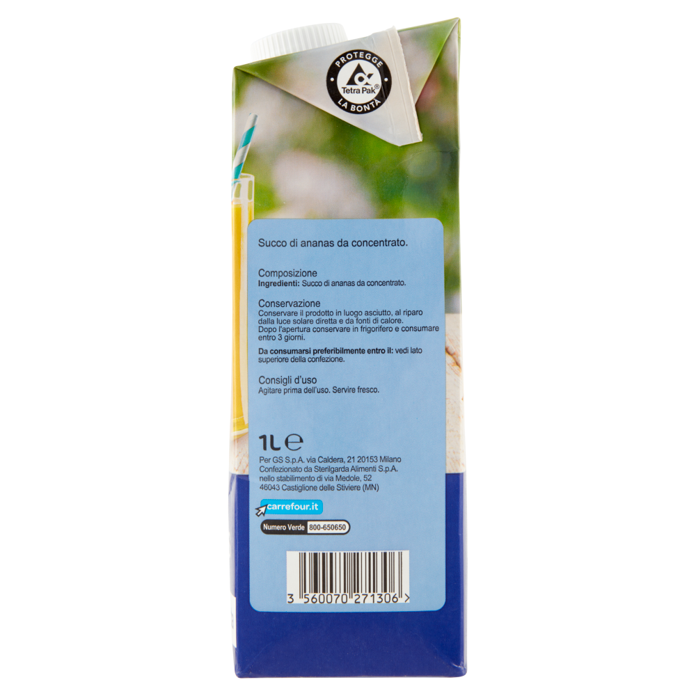 Carrefour Extra Succo Ananas 100% Frutta 1 L