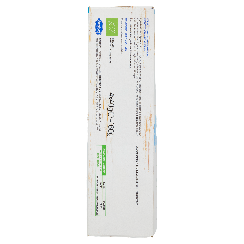 Náttúra Cornetto Grano Khorasan senza latte Bio 4 x 40 g