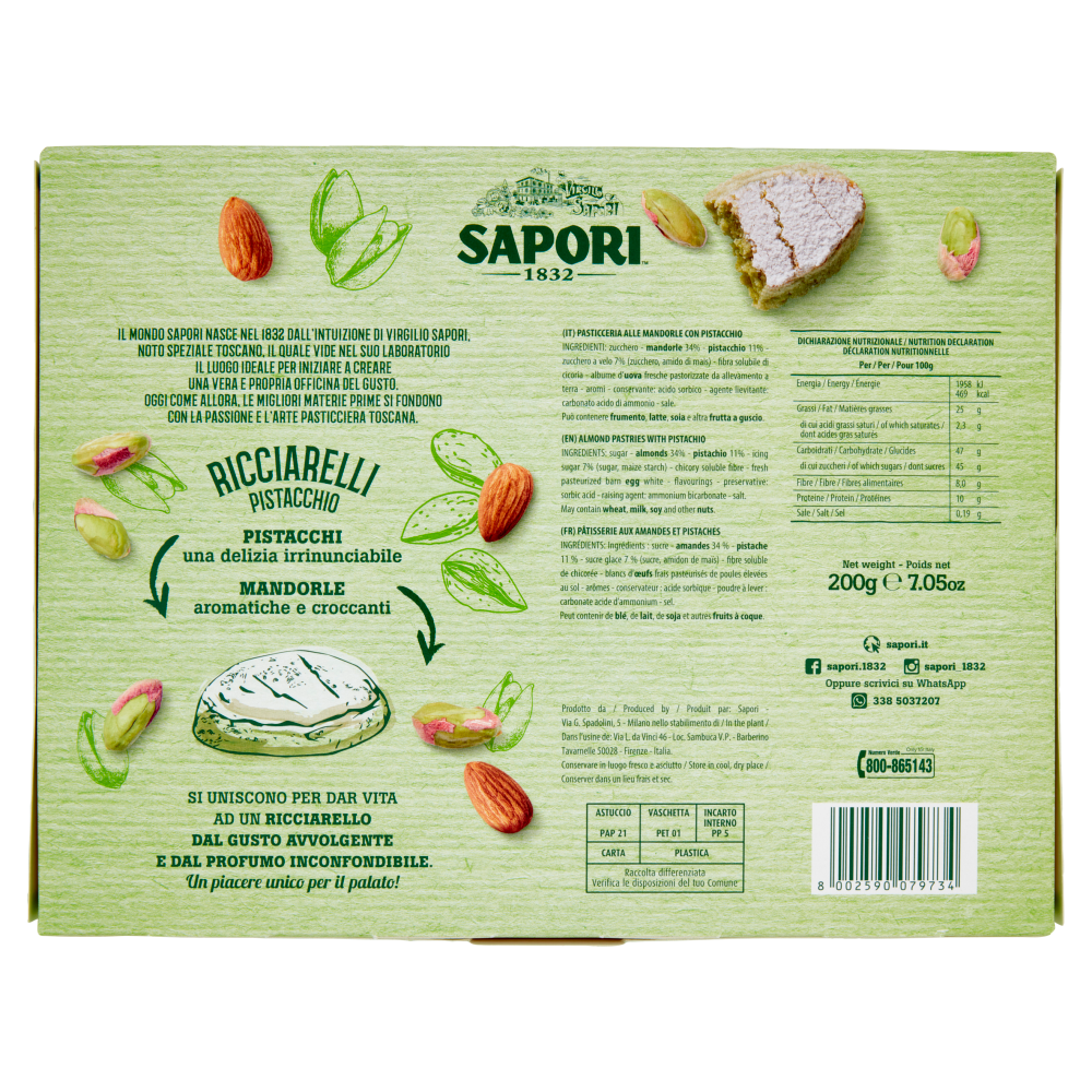 Sapori Ricciarelli Pistacchio 200 g