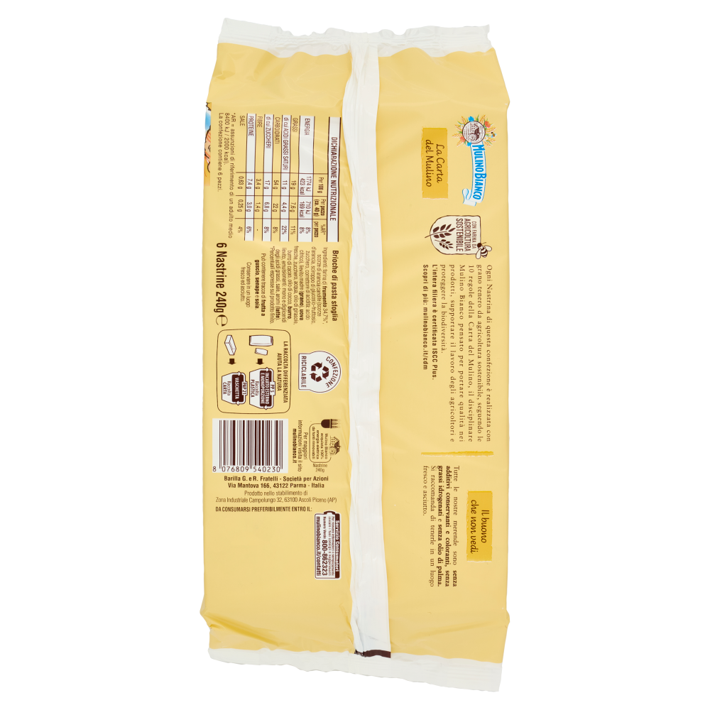 Mulino Bianco Nastrine Merenda Senza Additivi Conservanti 6 pezzi 240g
