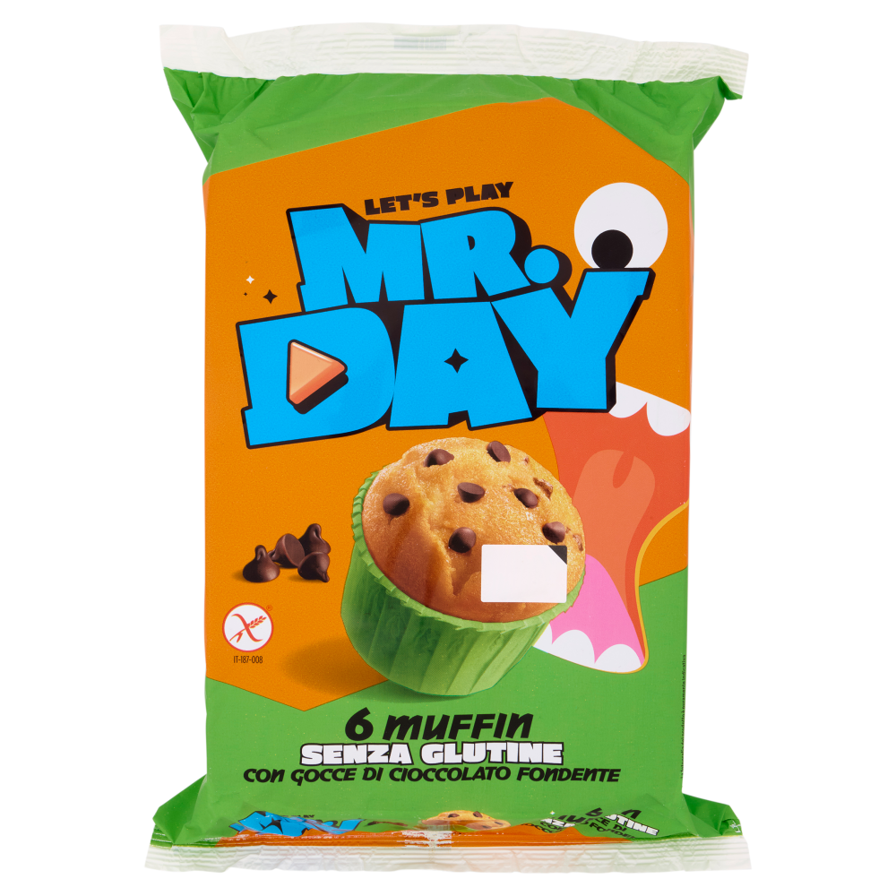 Mr.Day 6 Muffin Senza Glutine con Gocce di Cioccolato Fondente 6 x 42 g