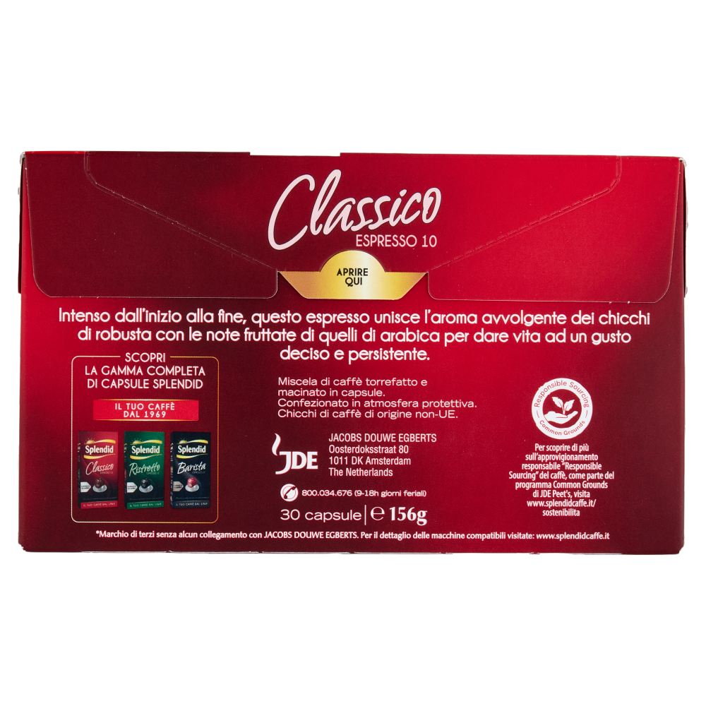 Splendid Classico 10 - 30 Capsule Caffè Compatibili con Macchine Nespresso*® Original 156g