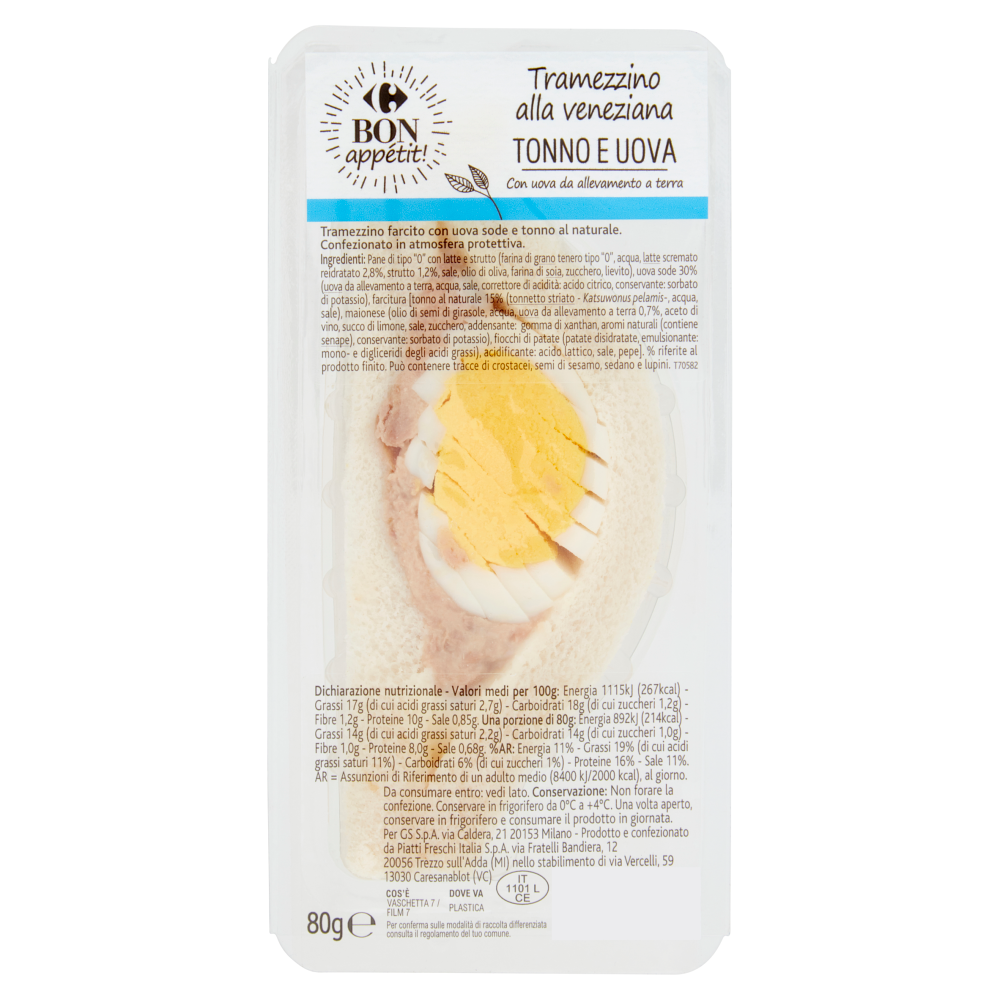 Carrefour Bon appétit! Tramezzino alla veneziana Tonno e Uova 80 g