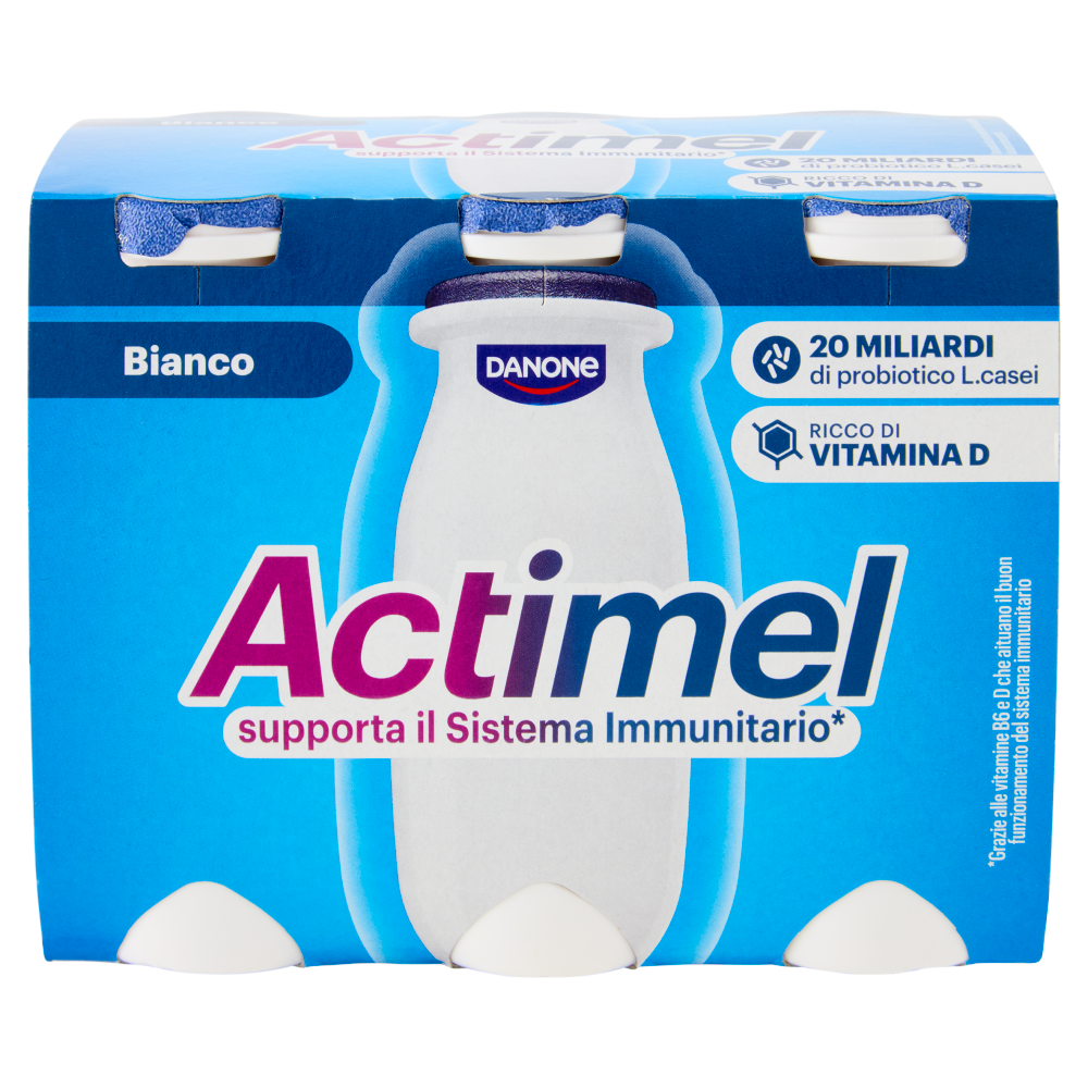 ACTIMEL, Yogurt da Bere con Vit B6 e D per il Sistema Immunitario, Bianco Naturale, 6X100G