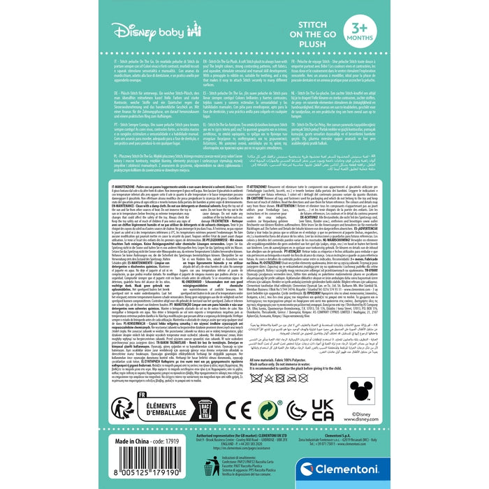 Clementoni Disney Baby Stitch Soft Rattle giocattolo da appendere per bambini