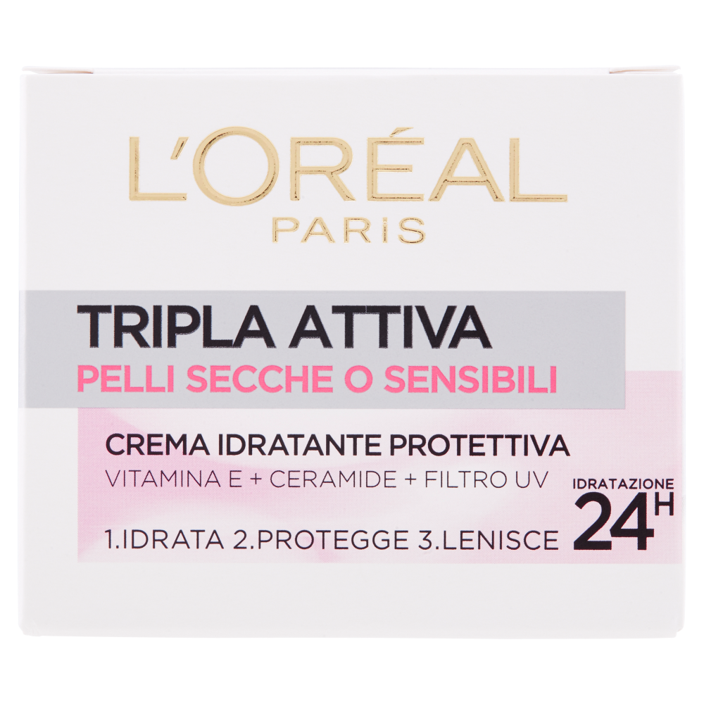 L'Oréal Paris Tripla Attiva Pelli Secche o Sensibili Crema idratante protettiva 50 ml