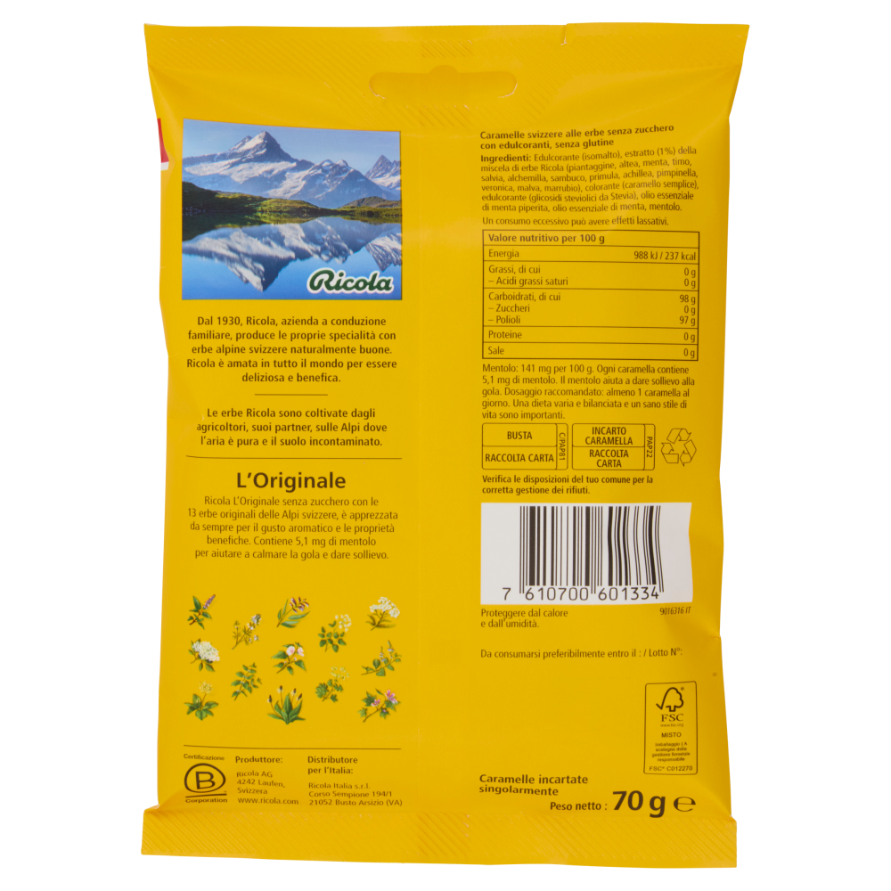 Ricola l'Originale Senza Zucchero 70 g