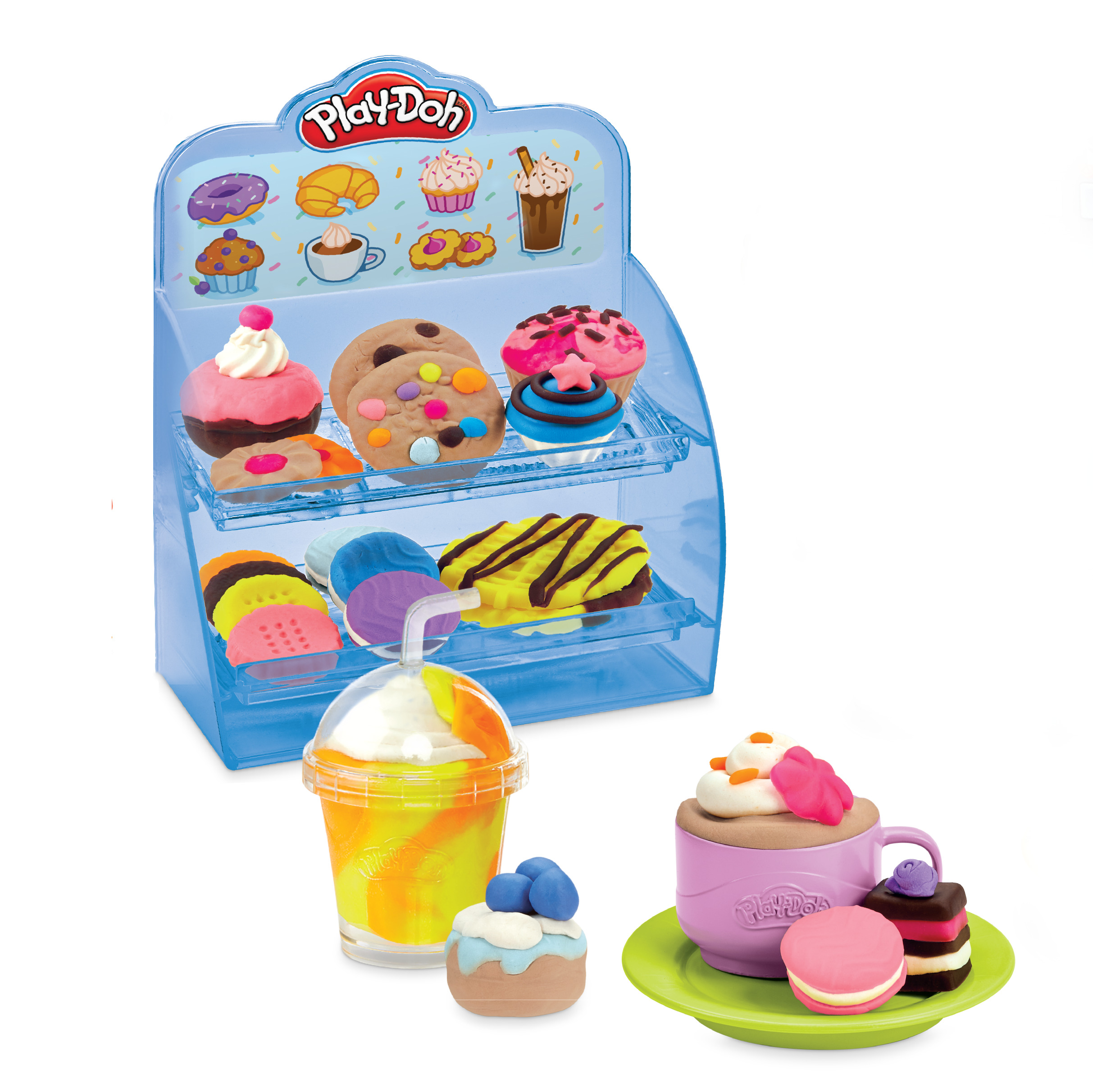 Play-Doh Kitchen Creations La Caffetteria Super Colorata di , playset con 20 accessori e 8 vasetti di pasta modellabile atossica, per bambini dai 3 anni in su