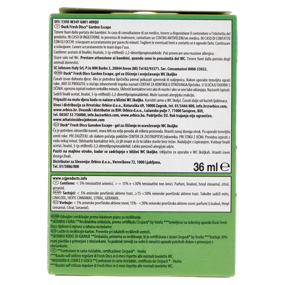 Duck Fresh Discs - Base per Dischi Gel Igienizzanti WC, Fragranza Rosa e Fiori di Loto 36ml