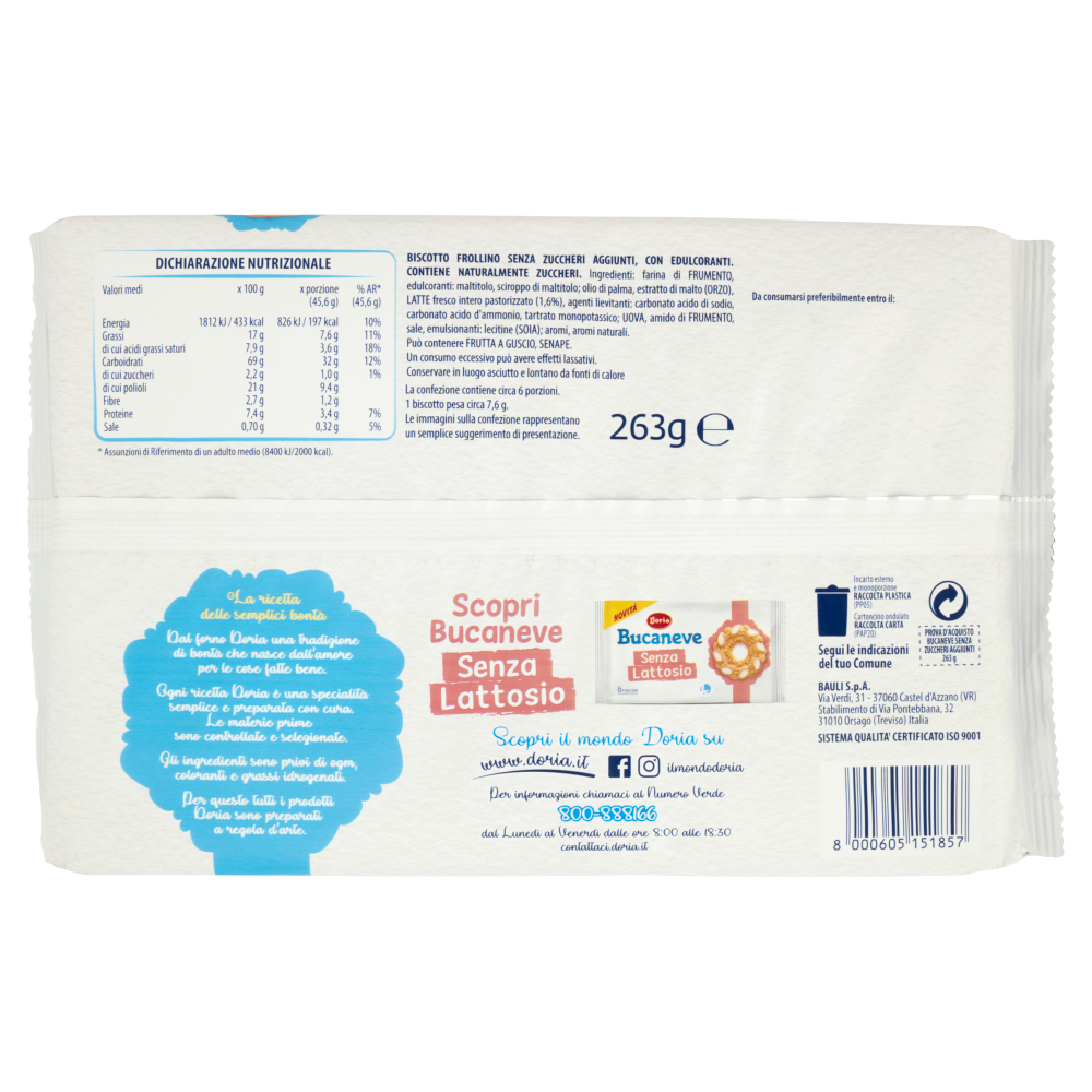 Doria Bucaneve Senza Zuccheri Aggiunti 6 x 45,6 g