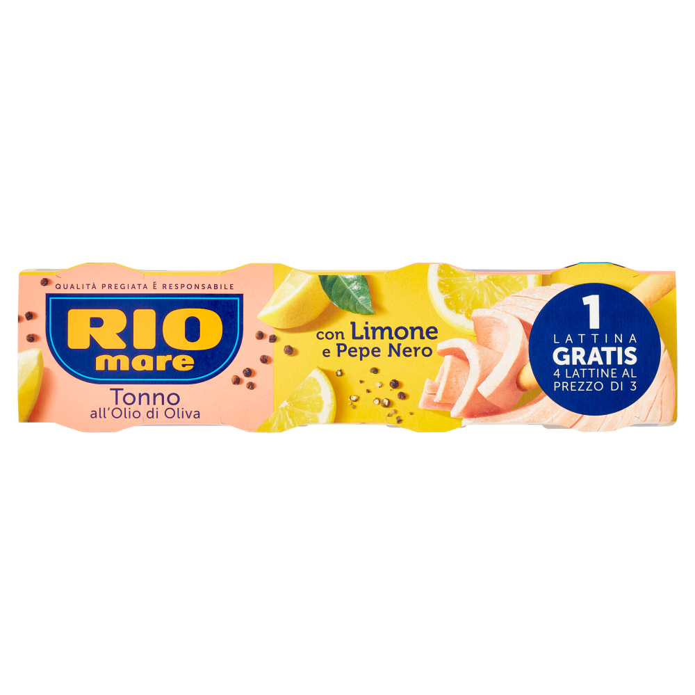 Rio mare Tonno all'Olio di Oliva con Limone e Pepe Nero 3+1 x 80 g