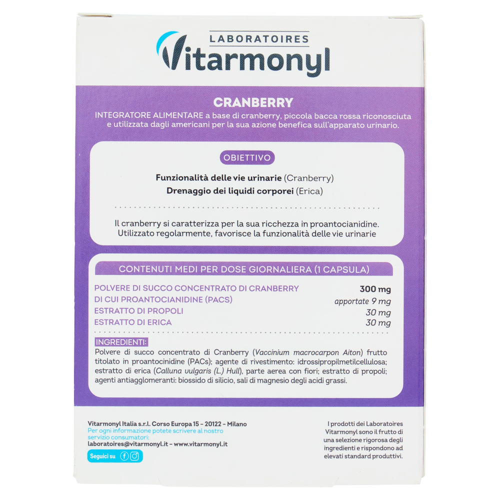 Laboratoires Vitarmonyl Cranberry Formula Complex 30 Capsule 14,4 g
