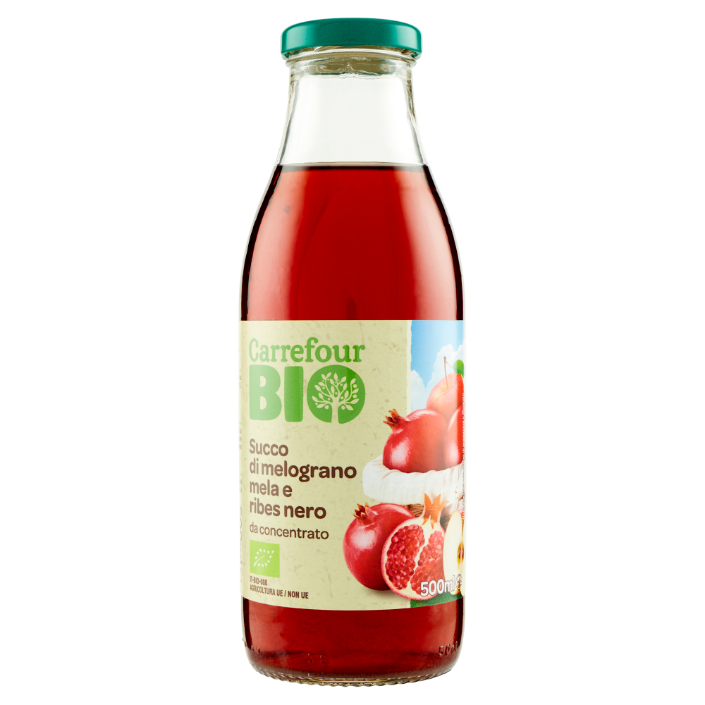 Carrefour Bio Succo di melograno mela e ribes nero da concentrato 500 ml