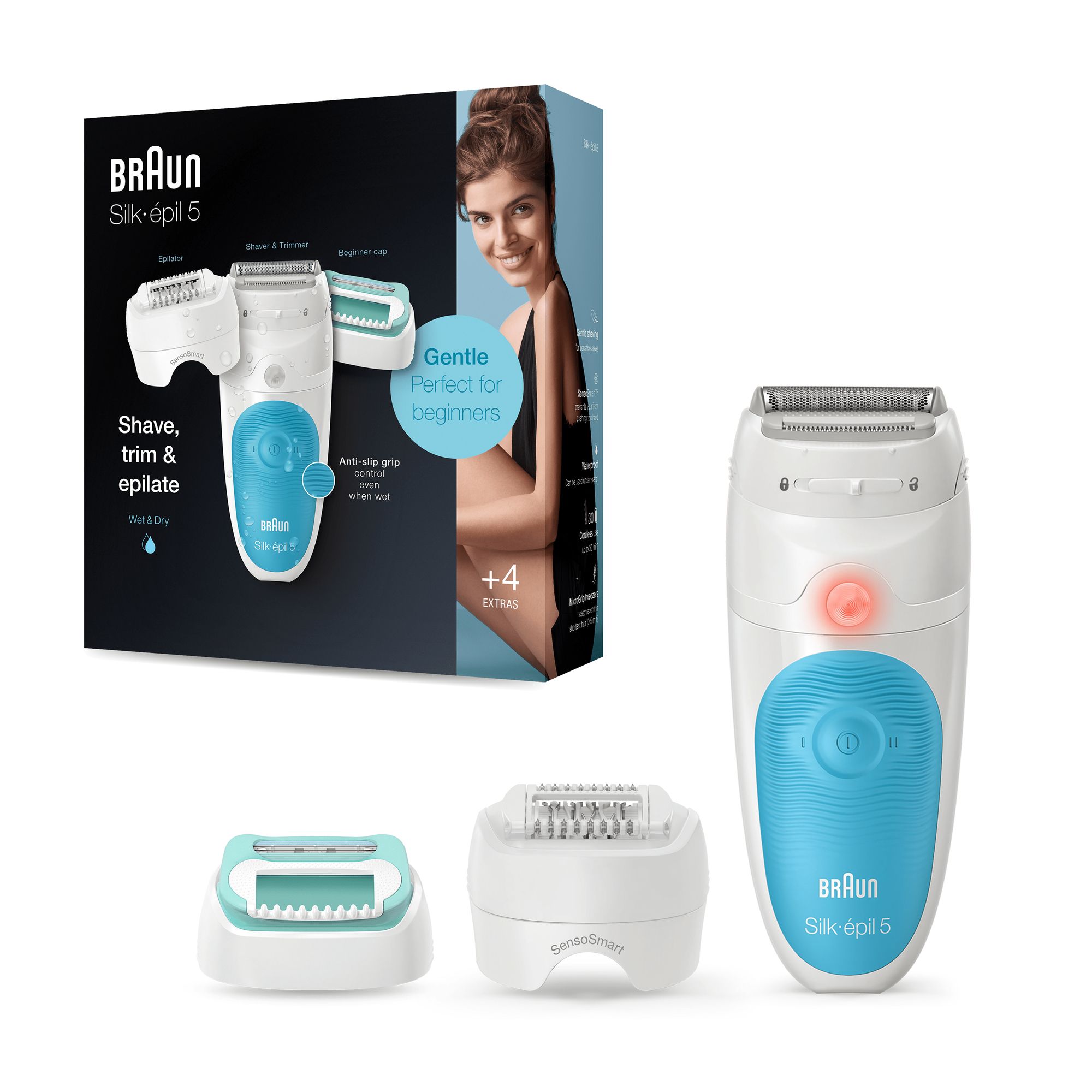 Braun Silk-épil 5 -610, Epilatore Elettrico Donna Per I Primi Utilizzi, Bianco/Turchese Per Un’Epilazione Delicata