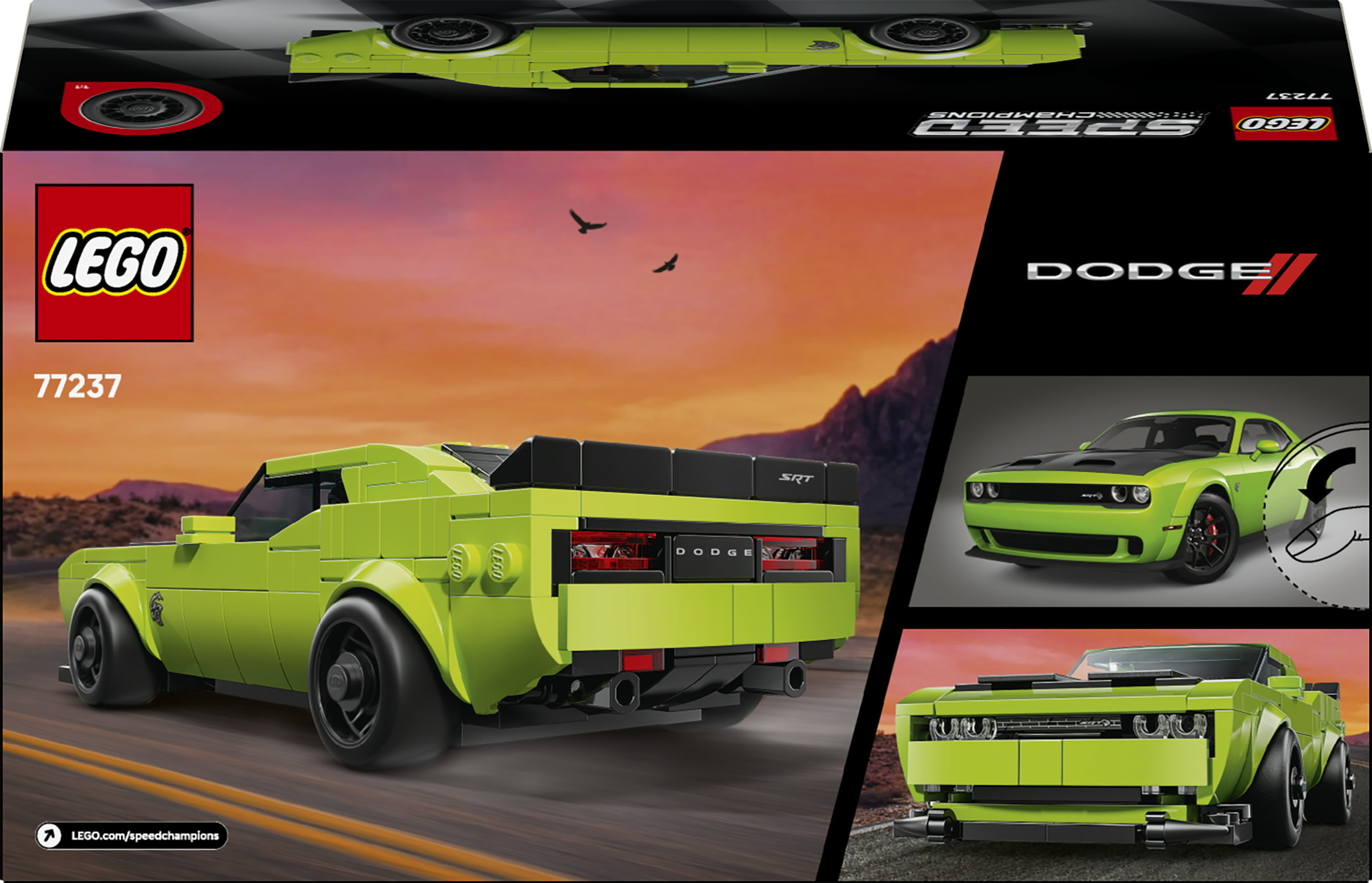 LEGO Speed Champions 77237 Sports Car Dodge Challenger SRT Hellcat, Macchina Giocattolo da Gioco e Esposizione, Regalo da 9+