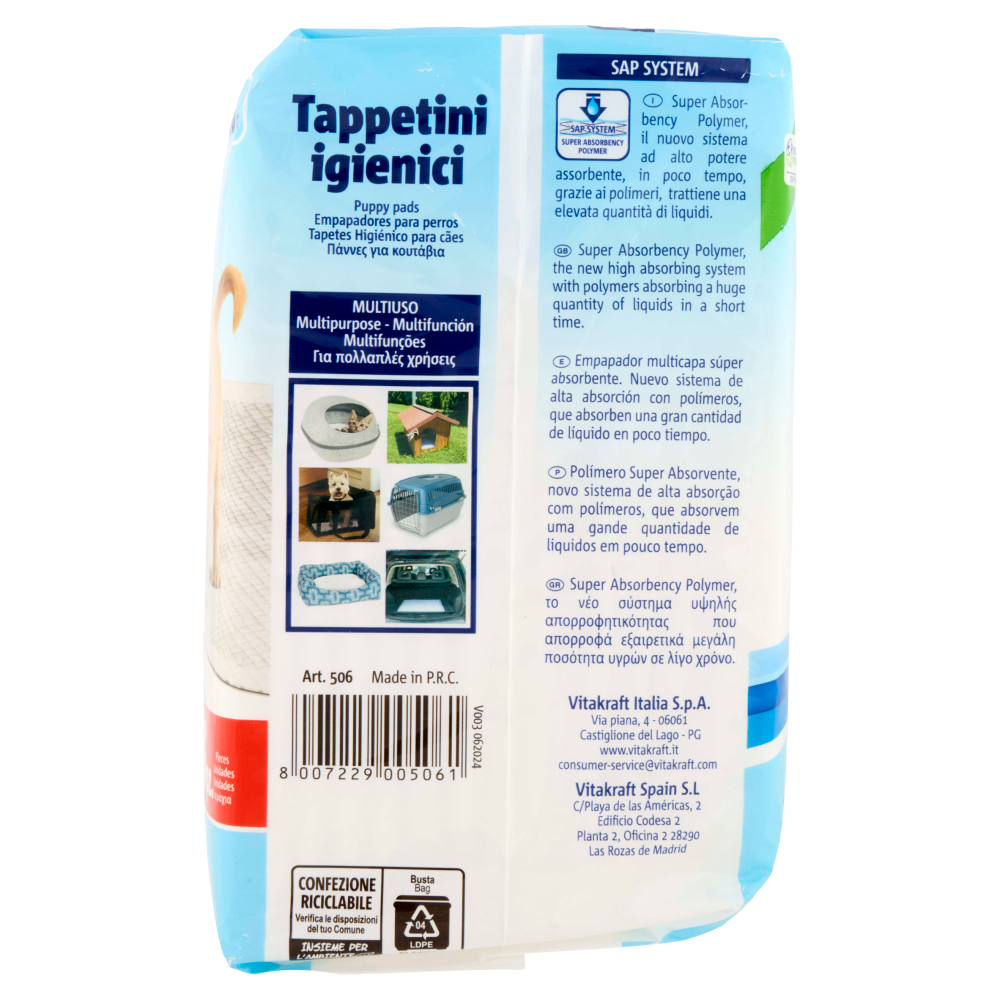 Vitakraft Tappetini igienici Formato Classico 60x60 cm 15 pz