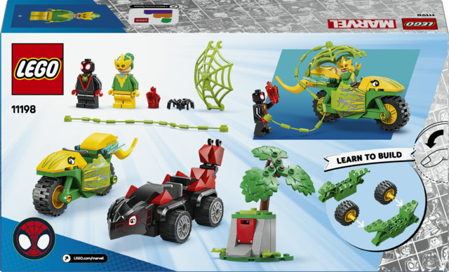 LEGO Spidey e i Suoi Fantastici Amici 11198 Inseguimento sui Dino-Veicoli di Spin ed Electro, Giochi Educativi per Bambini 4+