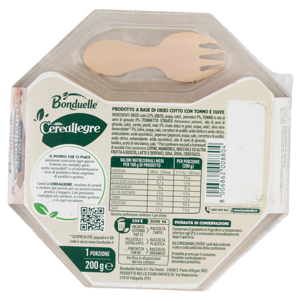 Bonduelle Cereallegre Orzo con Tonno e Olive 200 g