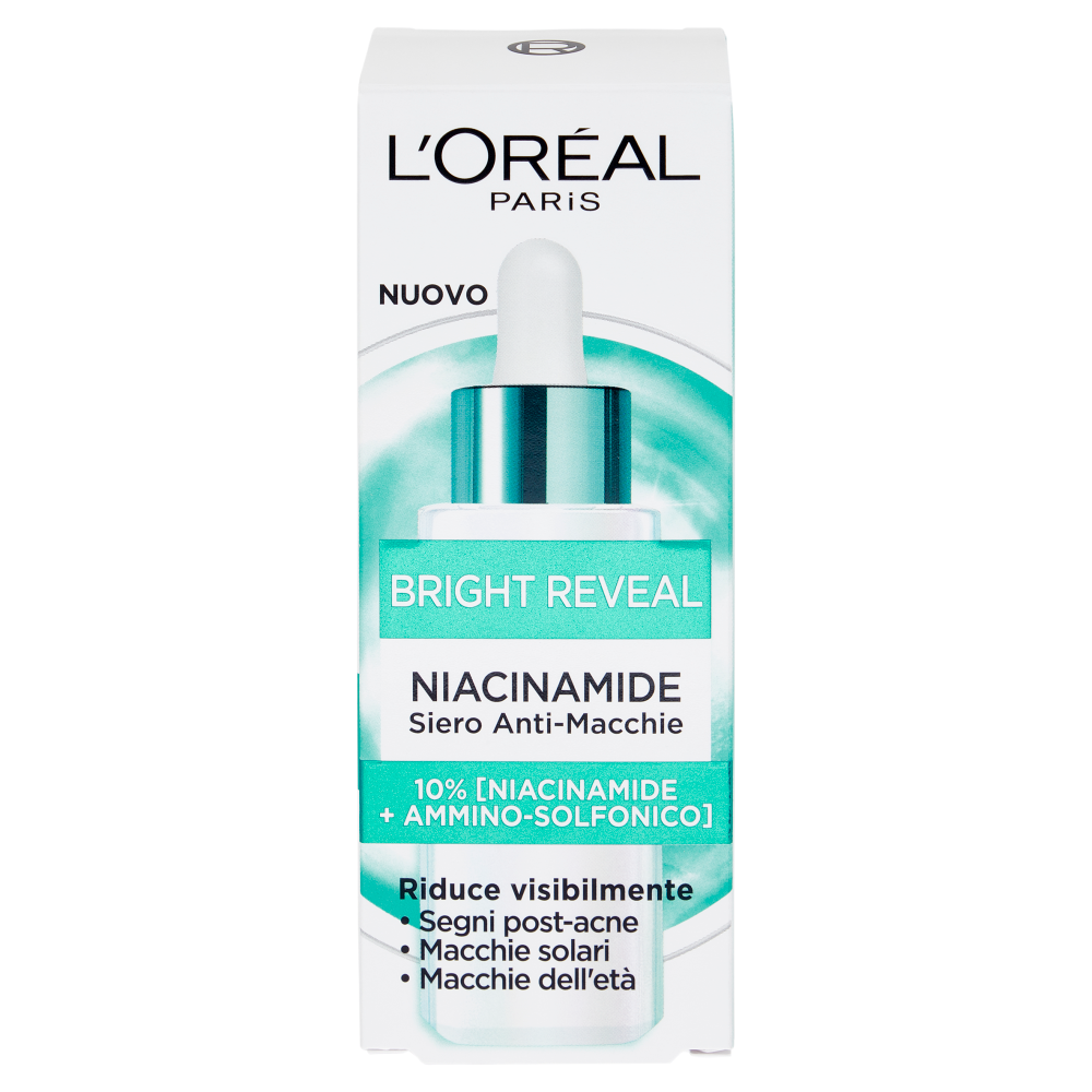 L'Oréal Paris Bright Reveal Siero Anti-Macchie 10% [Niacinamide + Acido Ammino-Solfonico], 30 ml
