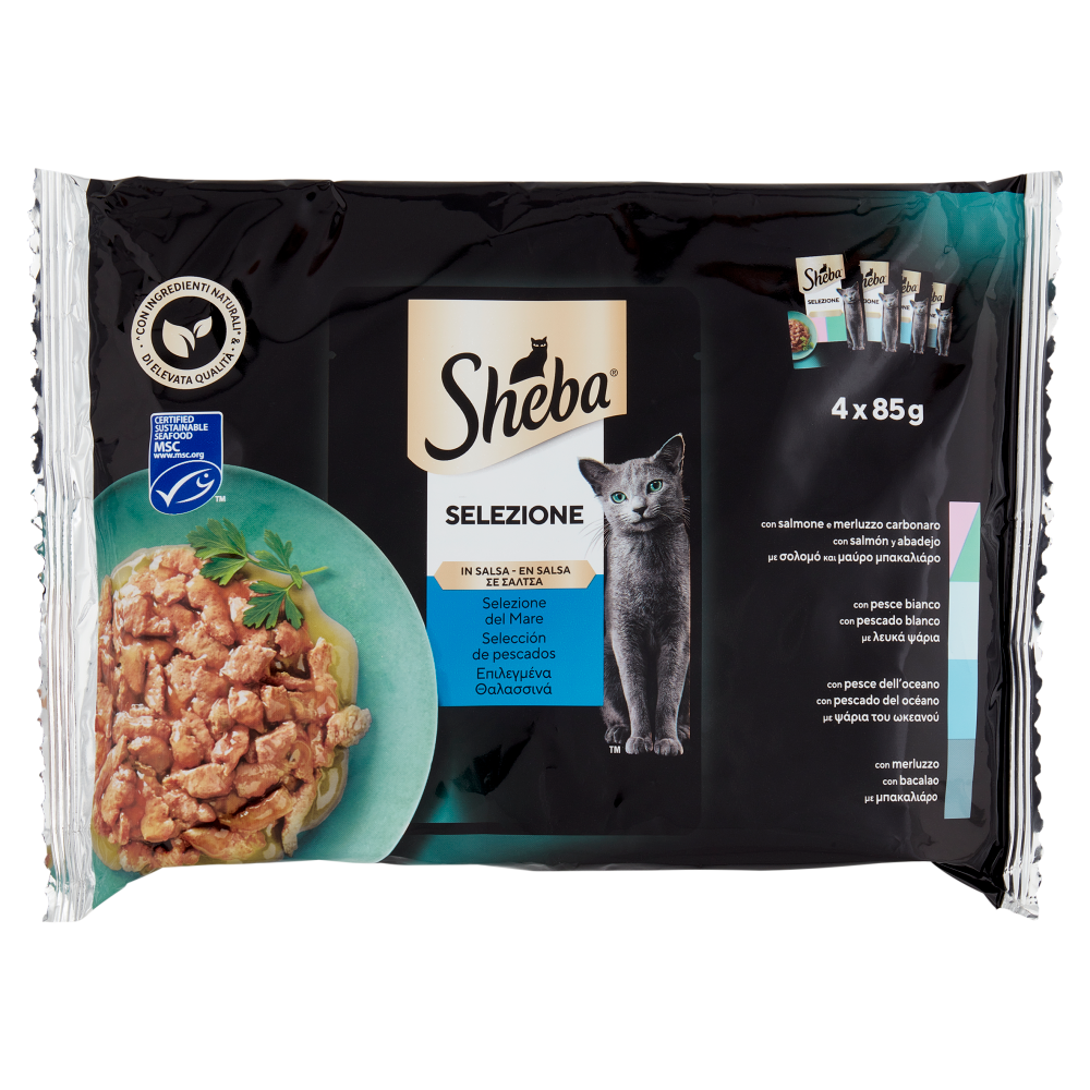 Sheba Selezione Cibo Umido Gatto in Salsa Selezione del Mare 4 x 85g