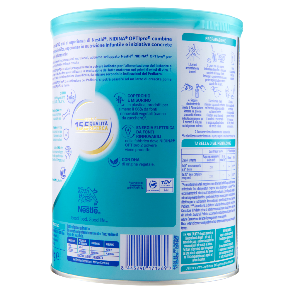 NESTLÉ NIDINA Optipro 2 Latte di proseguimento in polvere da 6 mesi Latta 800g