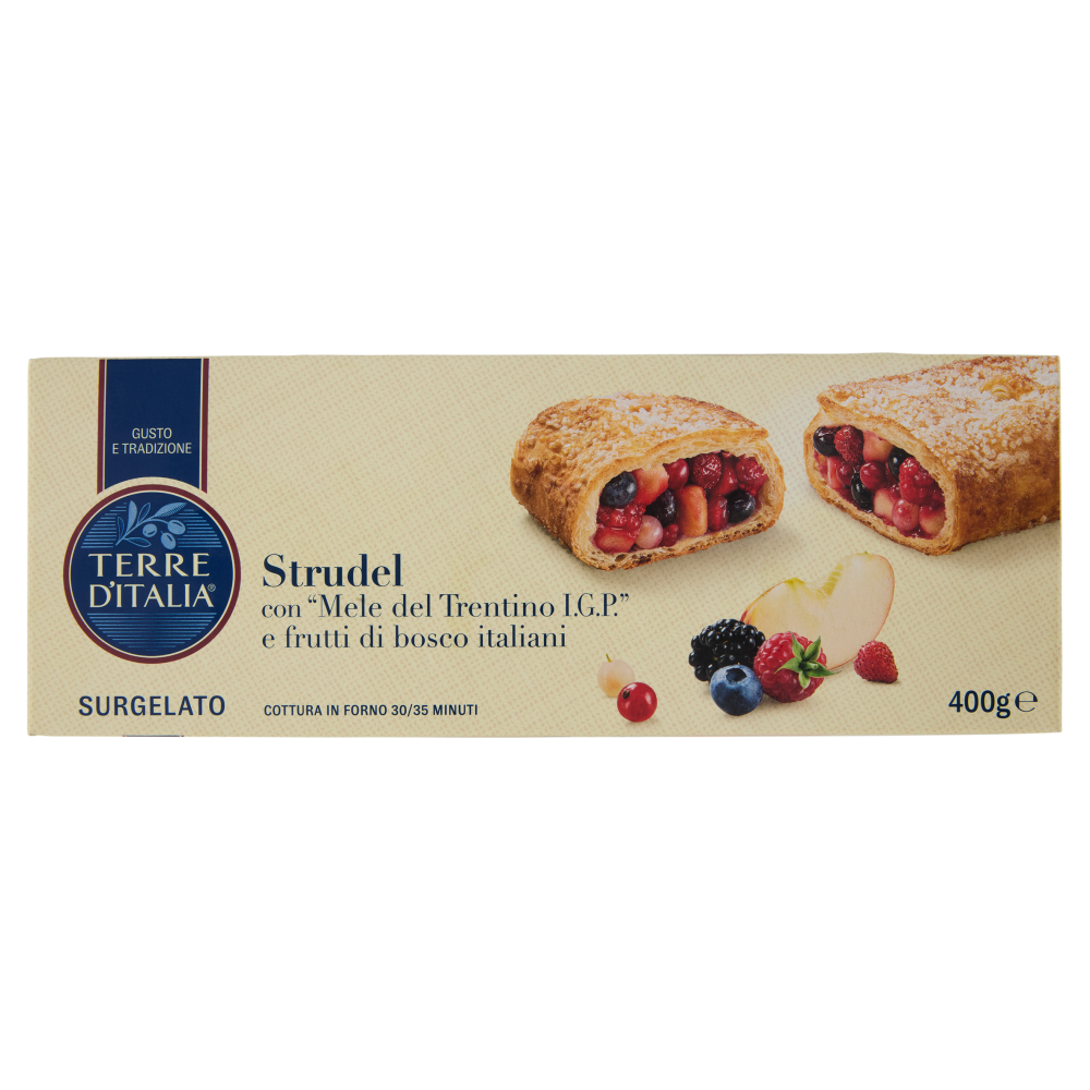 Terre d'Italia Strudel con "Mele del Trentino I.G.P." e frutti di bosco italiani Surgelato 400 g