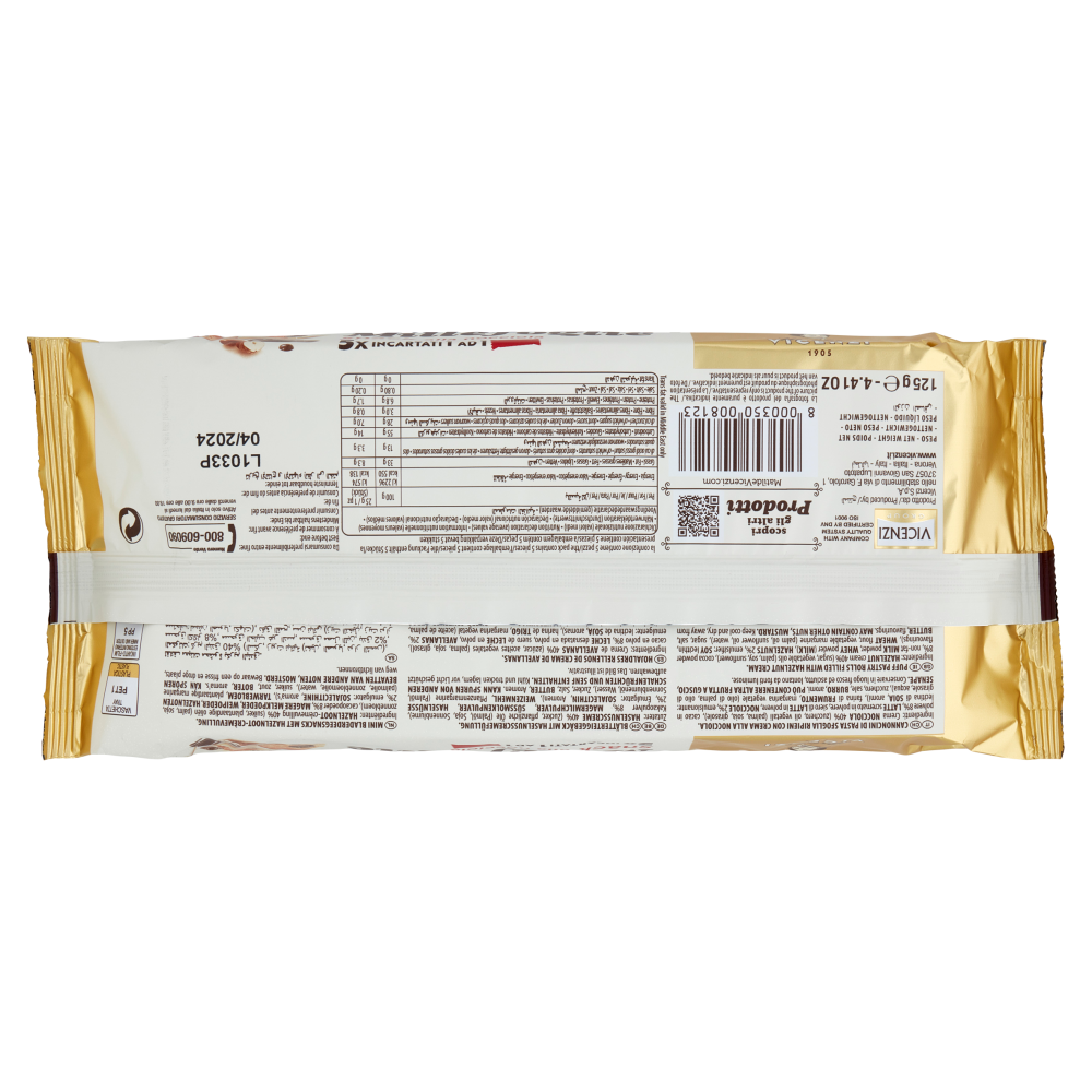 Matilde Vicenzi Millefoglie Snack alla nocciola 5 x 25 g