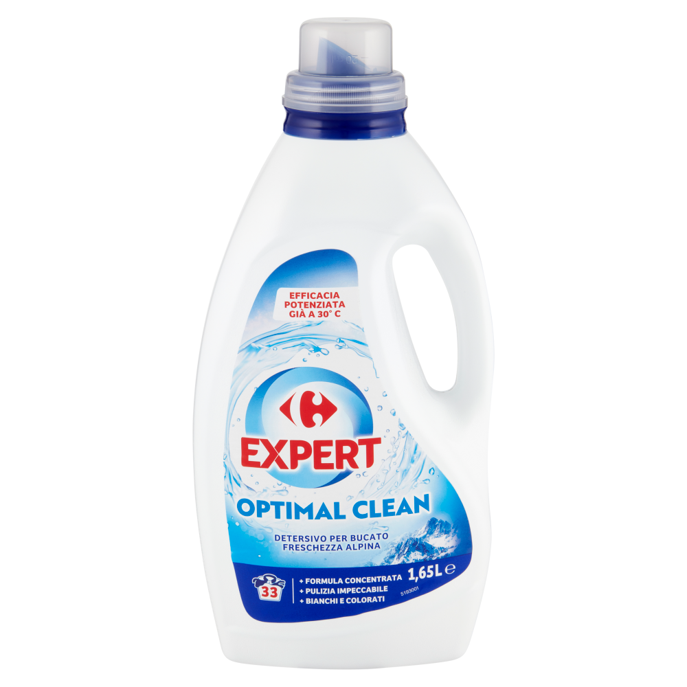 Carrefour Expert Optimal Clean Detersivo per Bucato Freschezza Alpina 1,65 L