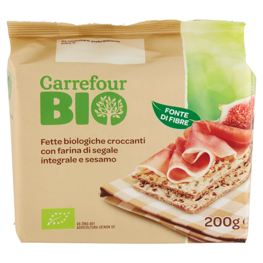 Carrefour Bio Fette biologiche croccanti con farina di segale integrale e  sesamo 200 g