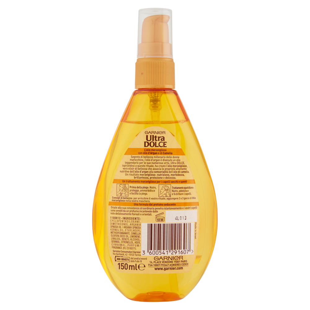 Garnier Ultra Dolce L'olio meraviglioso olio d'Argan e di camelia capelli secchi, spenti 150 ml