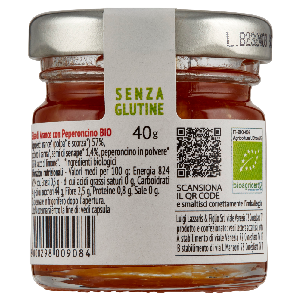 Lazzaris Arance salsa bio con Peperoncino 40 g