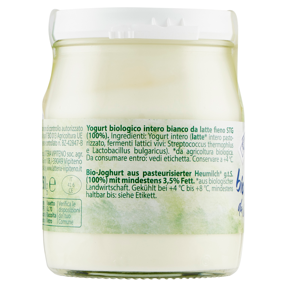 Sterzing Vipiteno bio yogurt da latte fieno bianco 150 g