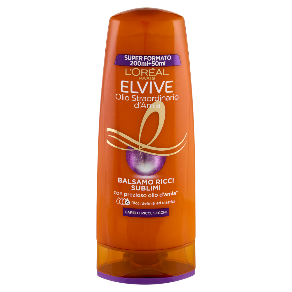 Elvive Olio Straordinario d'Amla Balsamo Ricci Sublimi, per Capelli Ricci e Secchi, 250 ml