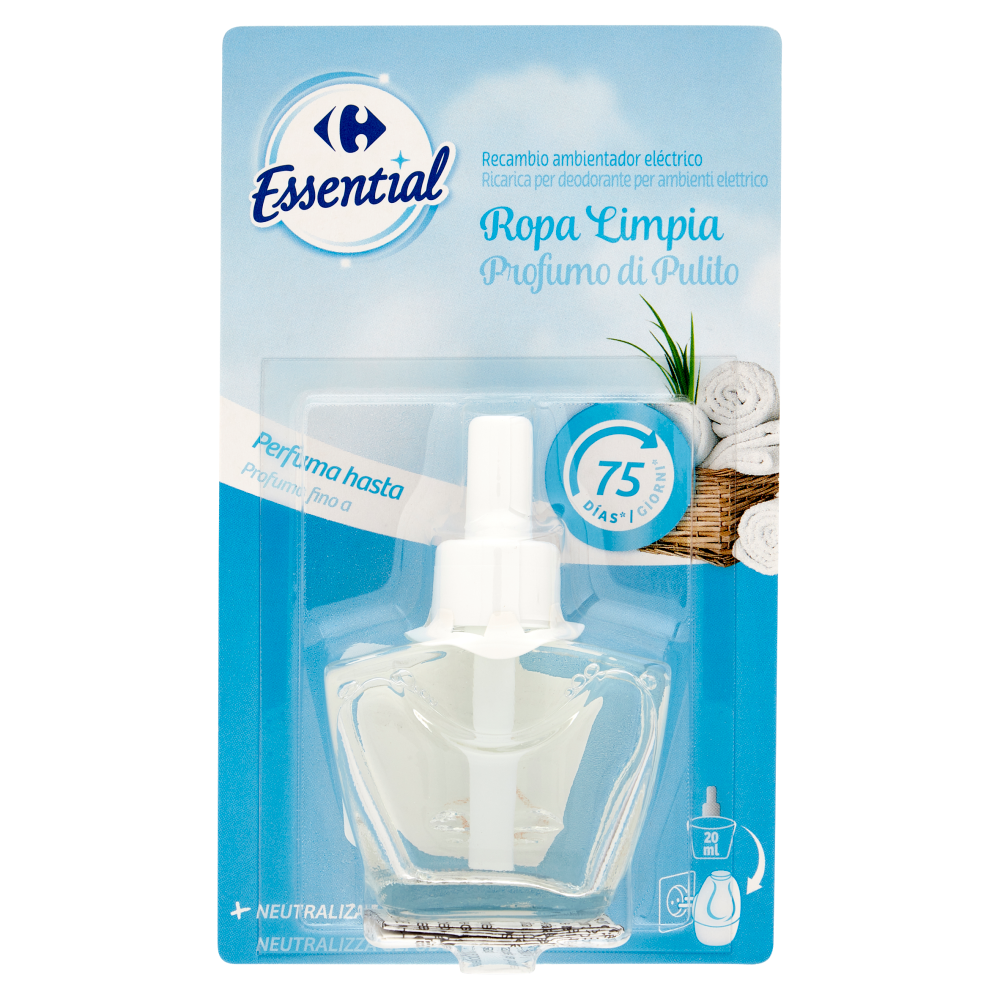 Carrefour Essential Ricarica per deodorante per ambienti elettrico Profumo  di Pulito 20 ml