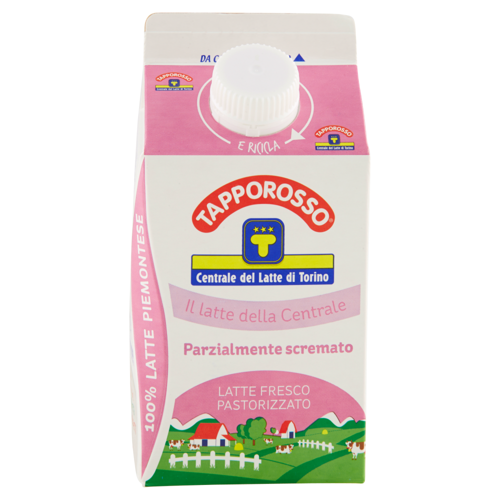 Centrale del Latte di Torino Tapporosso Latte Fresco Pastorizzato Parzialmente Scremato 500 ml